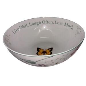 Lenox Butterfly Meadow Serving Bowl. 9 1/4" Live Well, Laugh Often, Love Much